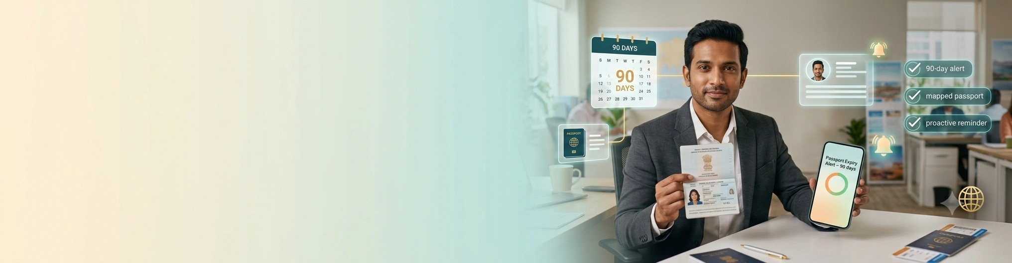 Passport expiry notification for travel clients